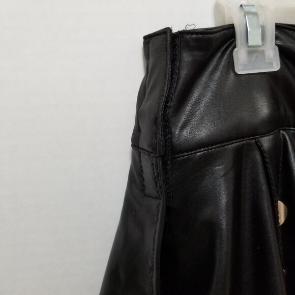 Living Dead Souls skirt XL micro mini goth studded pleather PVC fishnet stretch - Picture 11 of 14